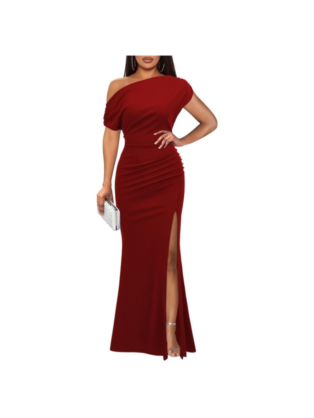 New WOOSEA Women XL Elegant Sleeveless Off Shoulder Sexy Split Bodycon Dress